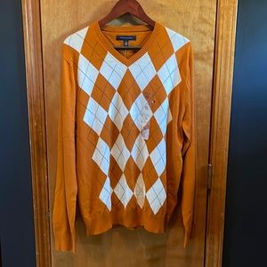 NWT Mens Tommy Hilfiger V Neck Argyle Sweater XL